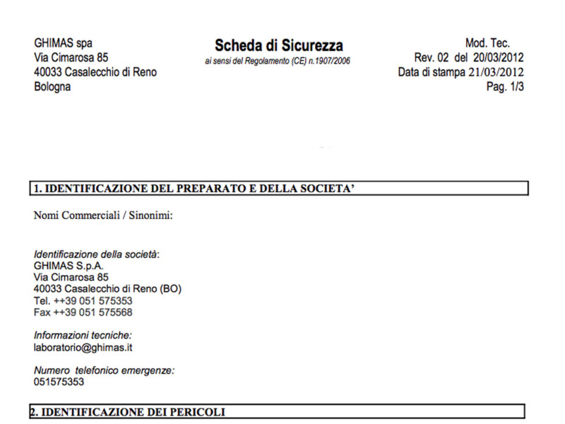 SCHEDE DI SICUREZZA